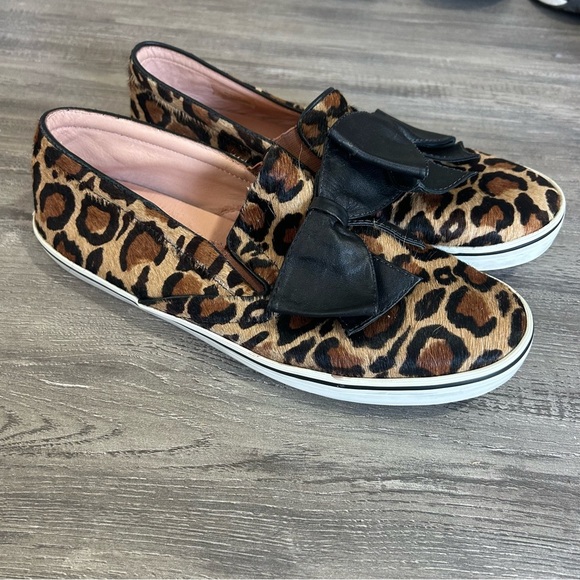 Kate Spade Delise Leopard Print Leather Bow Slip On Sneakers - Picture 5 of 8